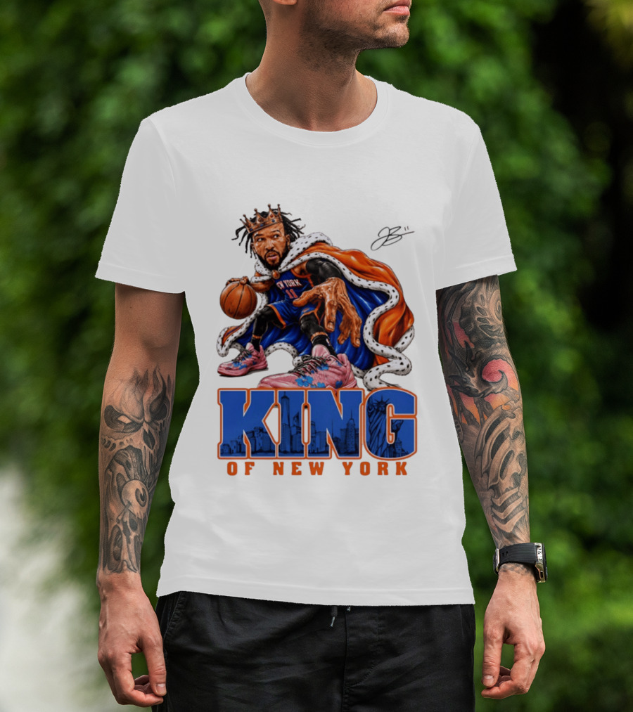 Jalen Brunson King Of New York Knicks Crown Cape T-Shirt