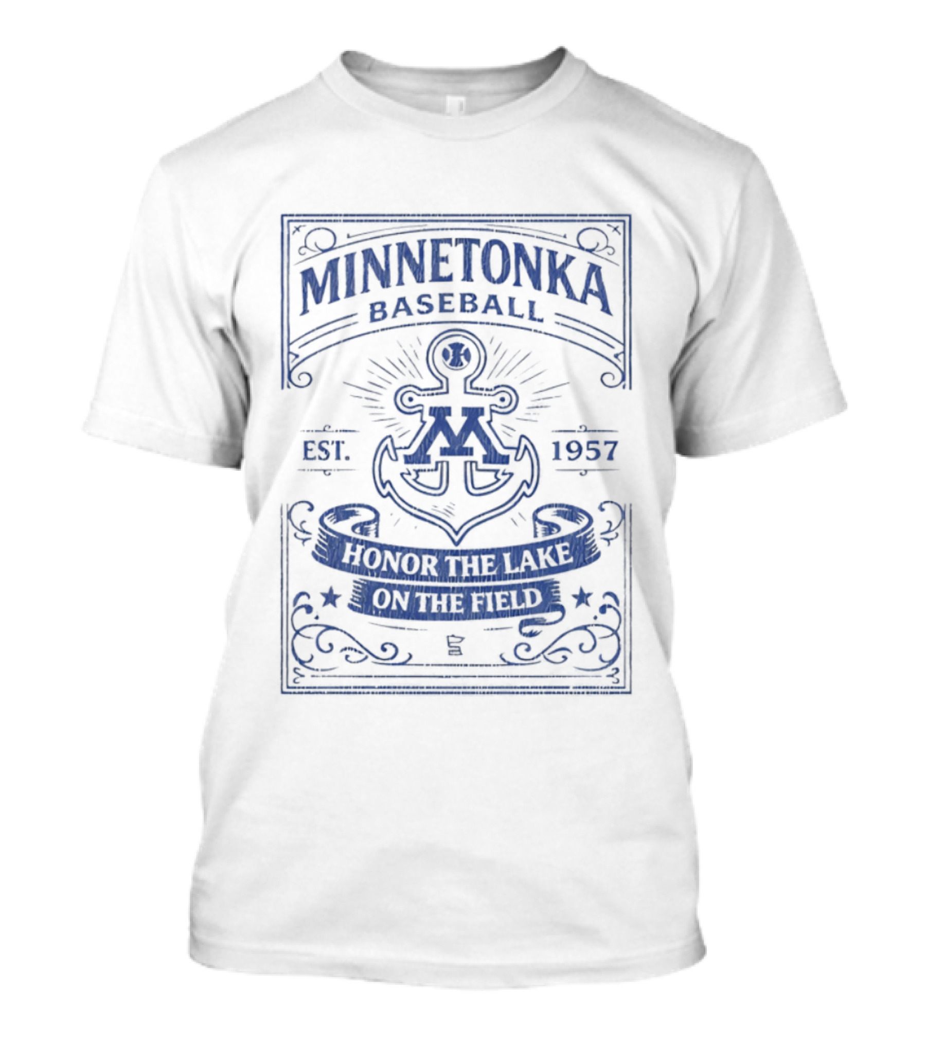 Minnetonka Baseball Est 1957 Anchor Spirit Honor The Lake On The Field T-Shirt