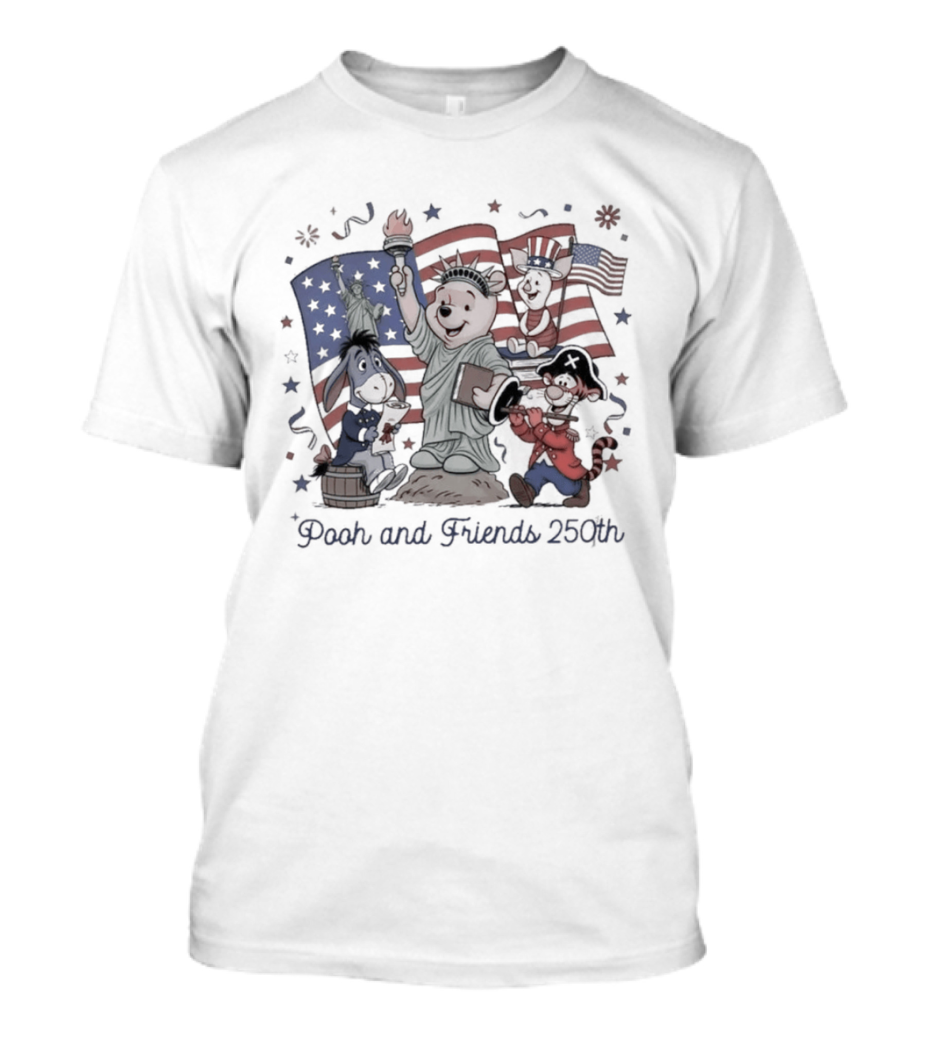 Pooh And Friends 250th Freedom USA American Flags Celebration T-Shirt