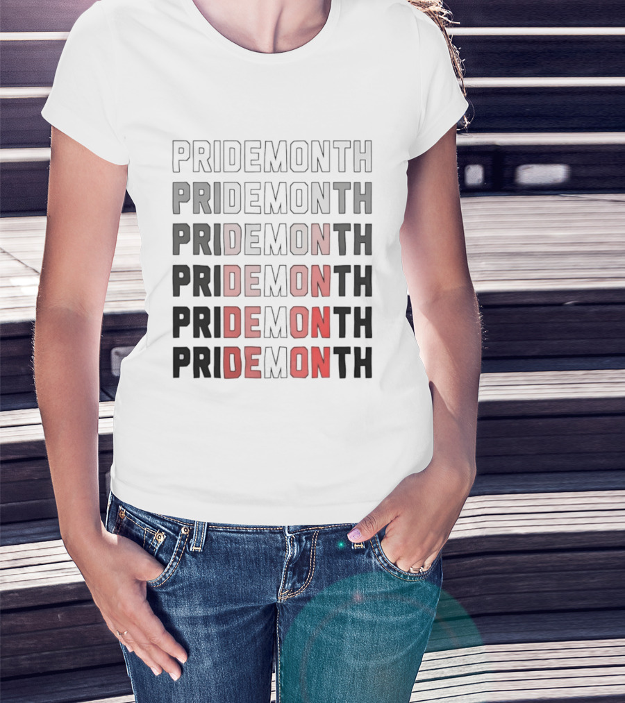 Pride Month Lesbian Flag Gradient Minimalist Rainbow DE Month T-Shirt