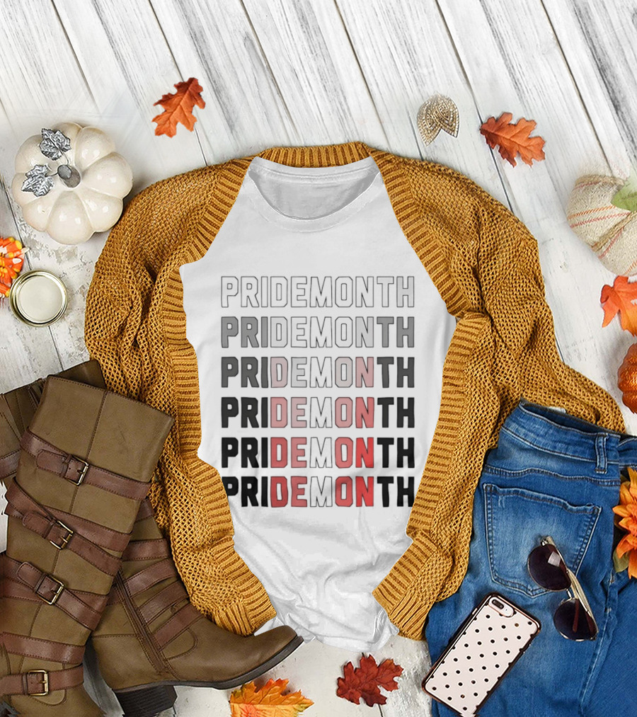 Pride Month Lesbian Flag Gradient Minimalist Rainbow DE Month T-Shirt