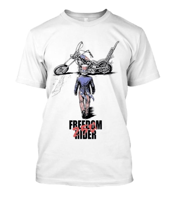 Uncle Sam Freedom Rider 250 Motorcycle Patriotic American Stars And Stripes T-Shirt