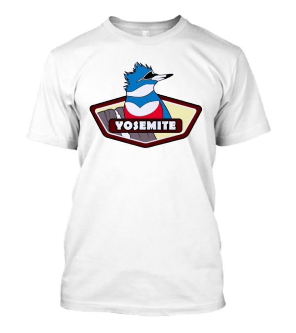 Yosemite Blue Jay With Waterfall Nature Adventure T-Shirt