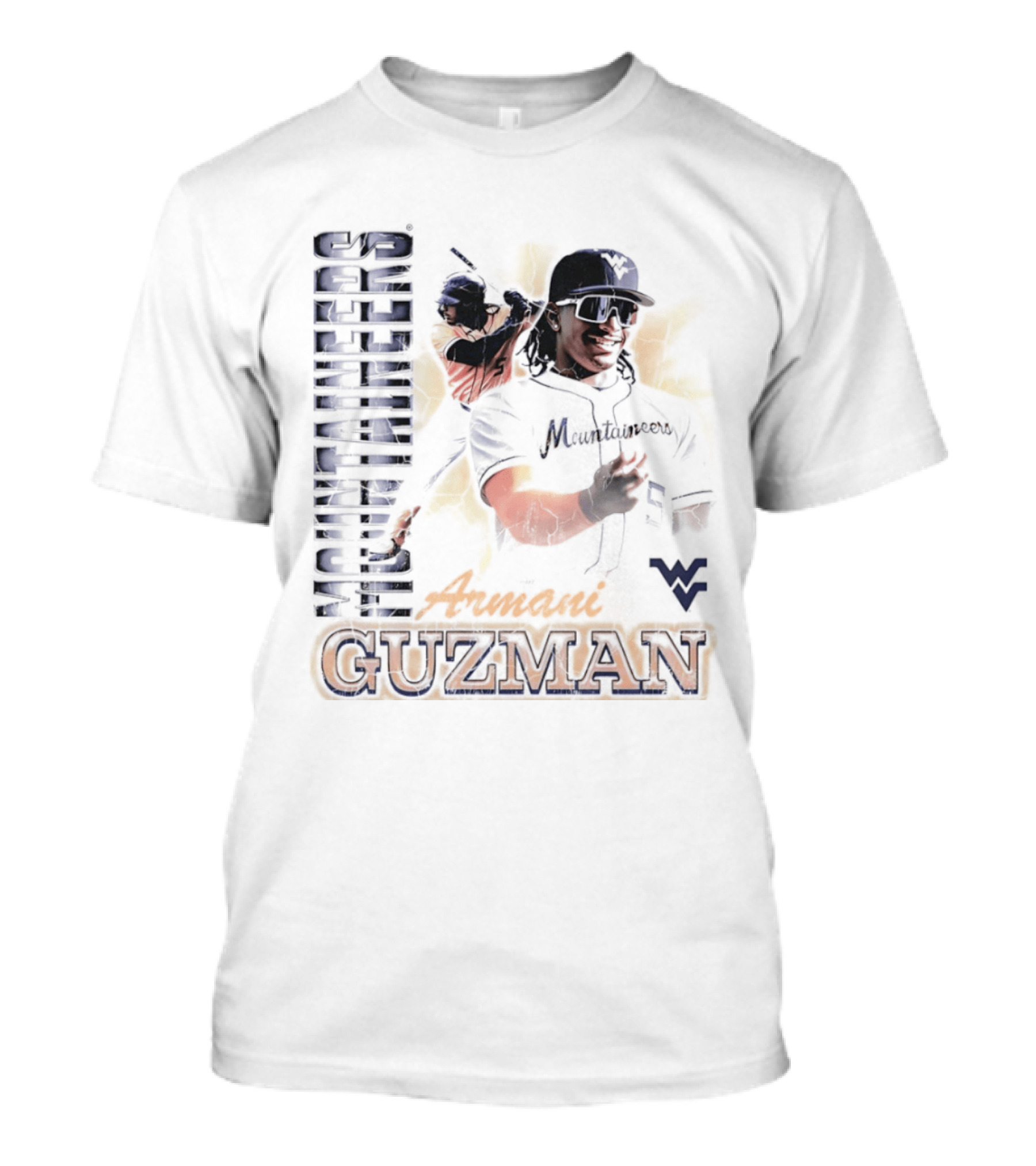 Armani Guzman West Virginia Mountaineers Baseball Player T-Shirt