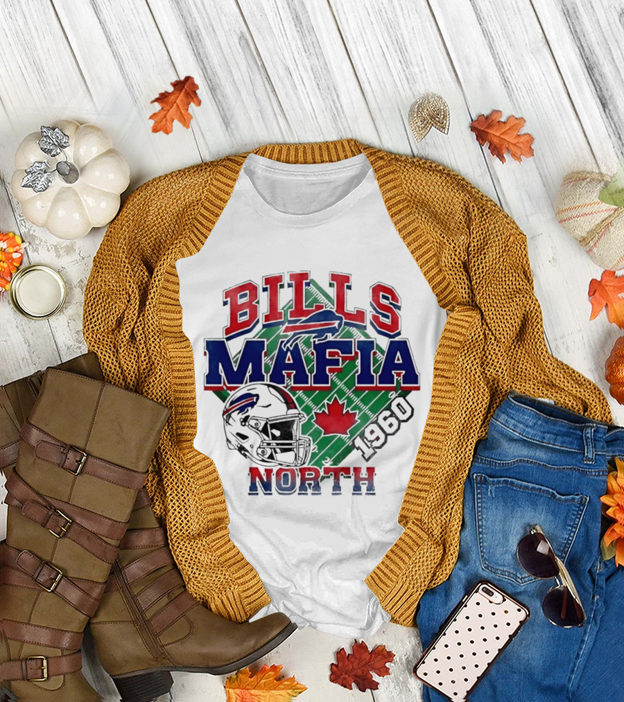 Bills Mafia North 1960 Helmet Maple Leaf T-Shirt