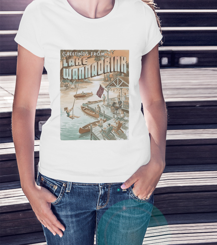 Greetings From Lake Wannadrink Goat Island Madison Social Fat Finger T-Shirt
