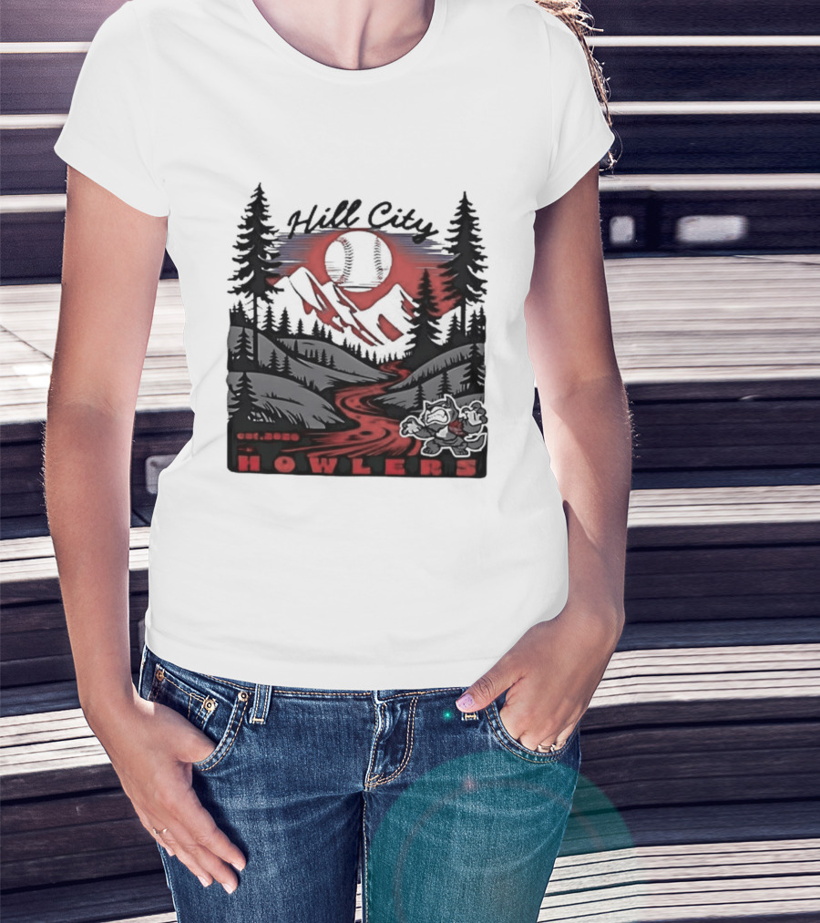 Hill City Howlers Est 2020 Mountain Pine Tree Forest Nature Sports T-Shirt