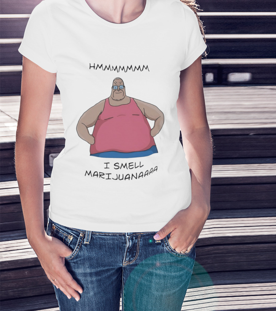 HMMMMMMM I Smell Marijuana Meme Character In Pink T-Shirt