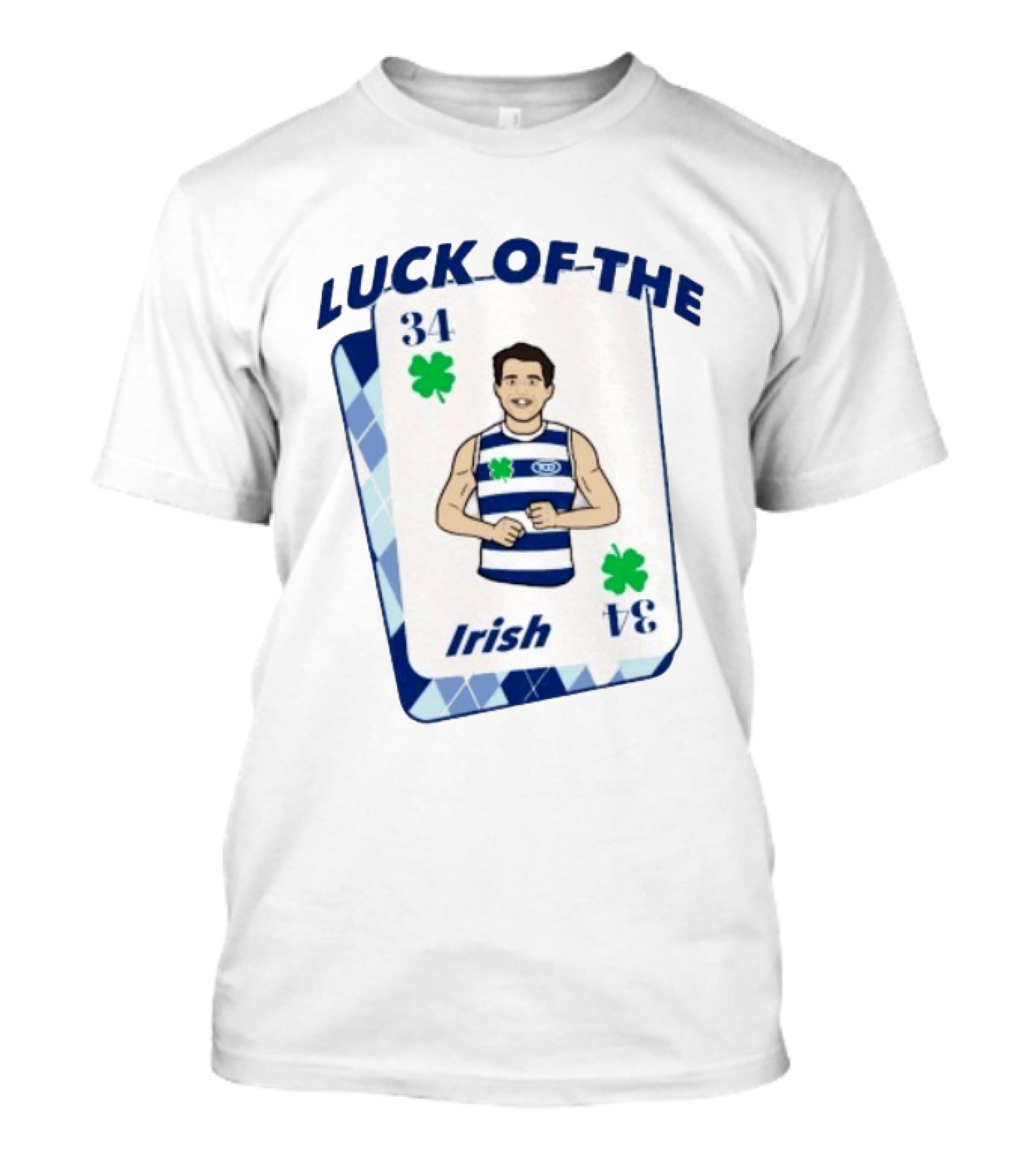 Luck Of The Irish 34 Playing Card Featuring Athletic Character And Shamrocks T-Shirt