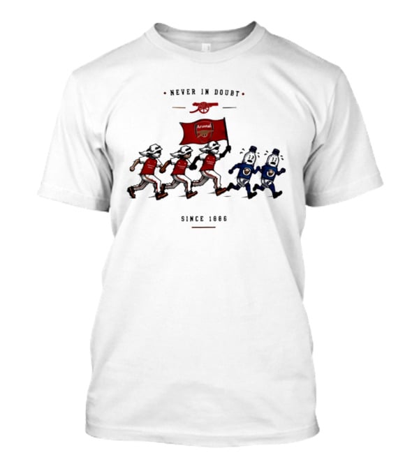 Never In Doubt Since 1886 Arsenal Cartoon Red Flag T-Shirt