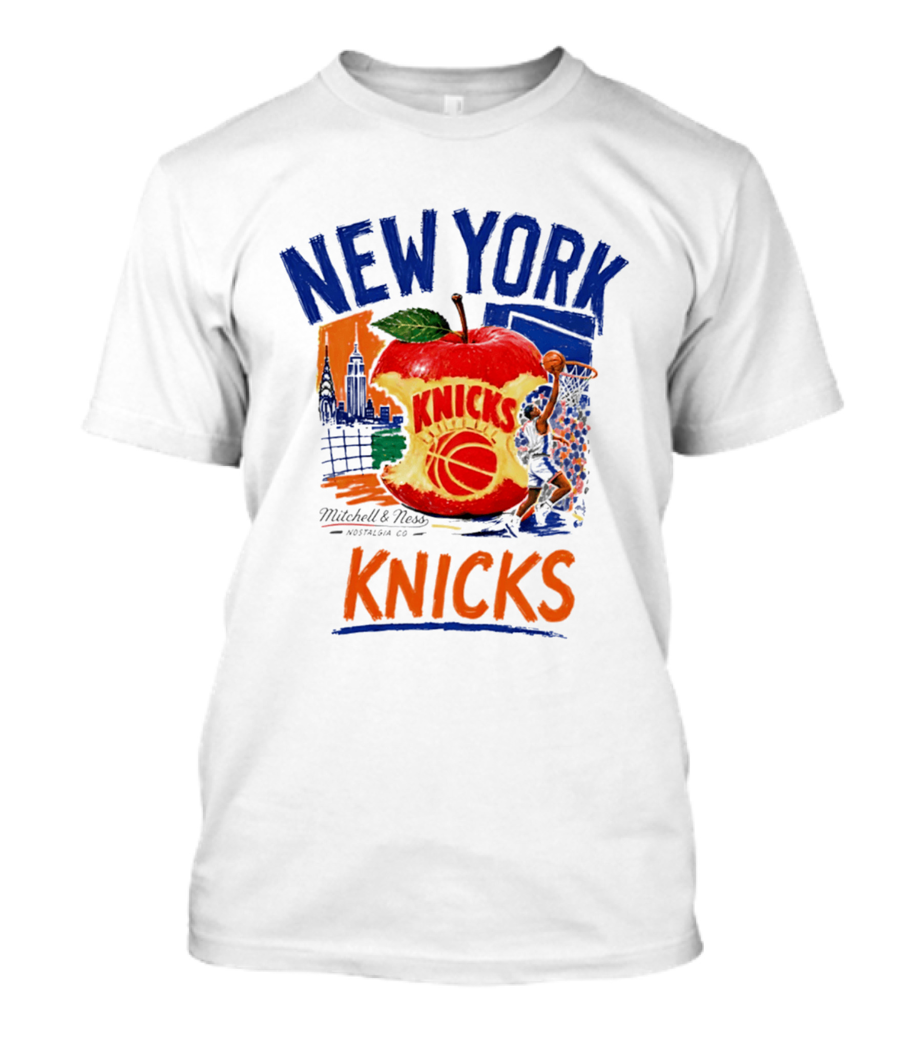 New York Knicks Mitchell & Ness Nostalgia Co Concrete Apple Basketball Scene T-Shirt