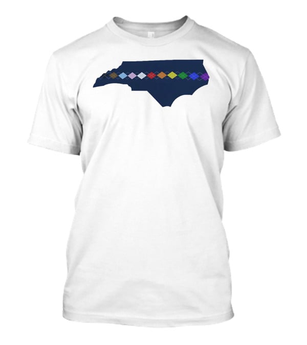 North Carolina Argyle State Map Pattern Inclusivity Message T-Shirt