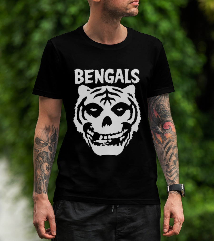Bengals Skull Tiger Face Fusion T-Shirt