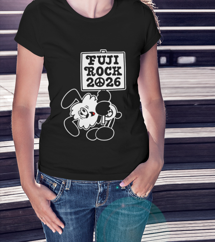 Fuji Rock 2026 Peace Sign Cartoon T-Shirt