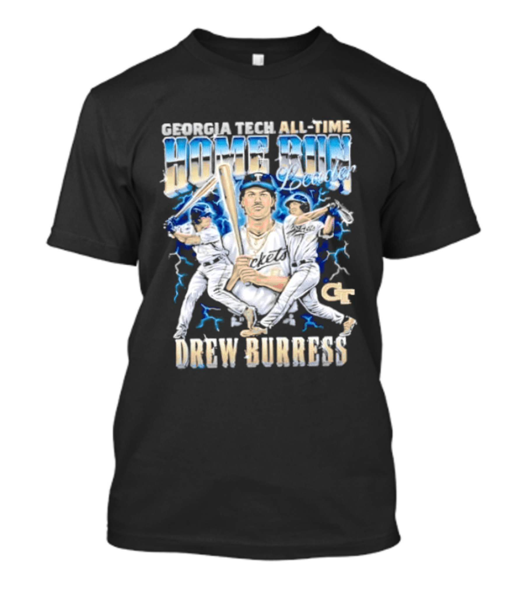 Georgia Tech All Time Home Run Drew Burress GT Baseball Players T-Shirt