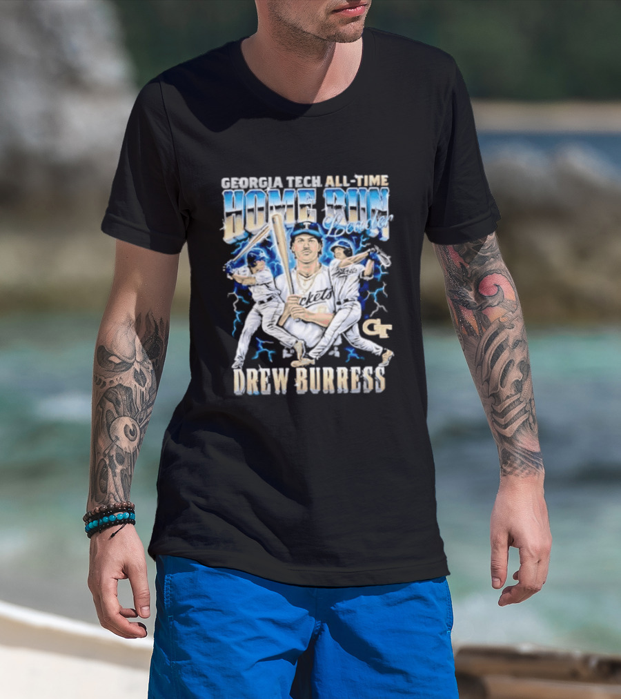 Georgia Tech All Time Home Run Drew Burress GT Baseball Players T-Shirt