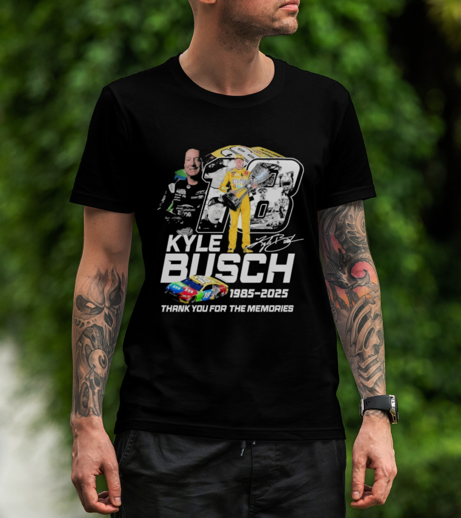 Kyle Busch Racing 1985 2025 Thank You For The Memories 18 Car NASCAR T-Shirt