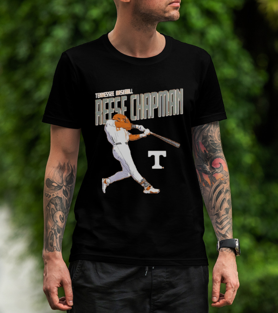 Tennessee Baseball Reese Chapman Swinging Action T-Shirt