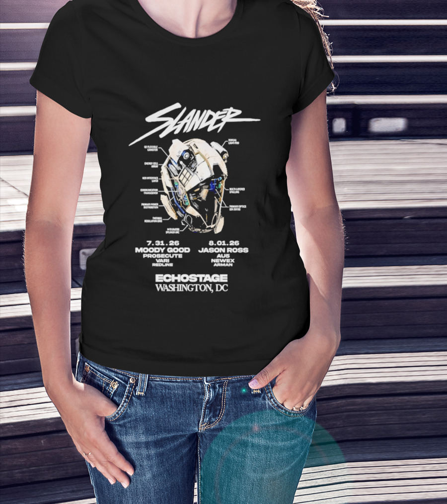 Slander Echostage Washington DC Tour 2026 Moody Good Proxibit Jason Ross AU5 Dabin Mystic Grizzly 7.31.26 9.01.26 Helmet T-Shirt