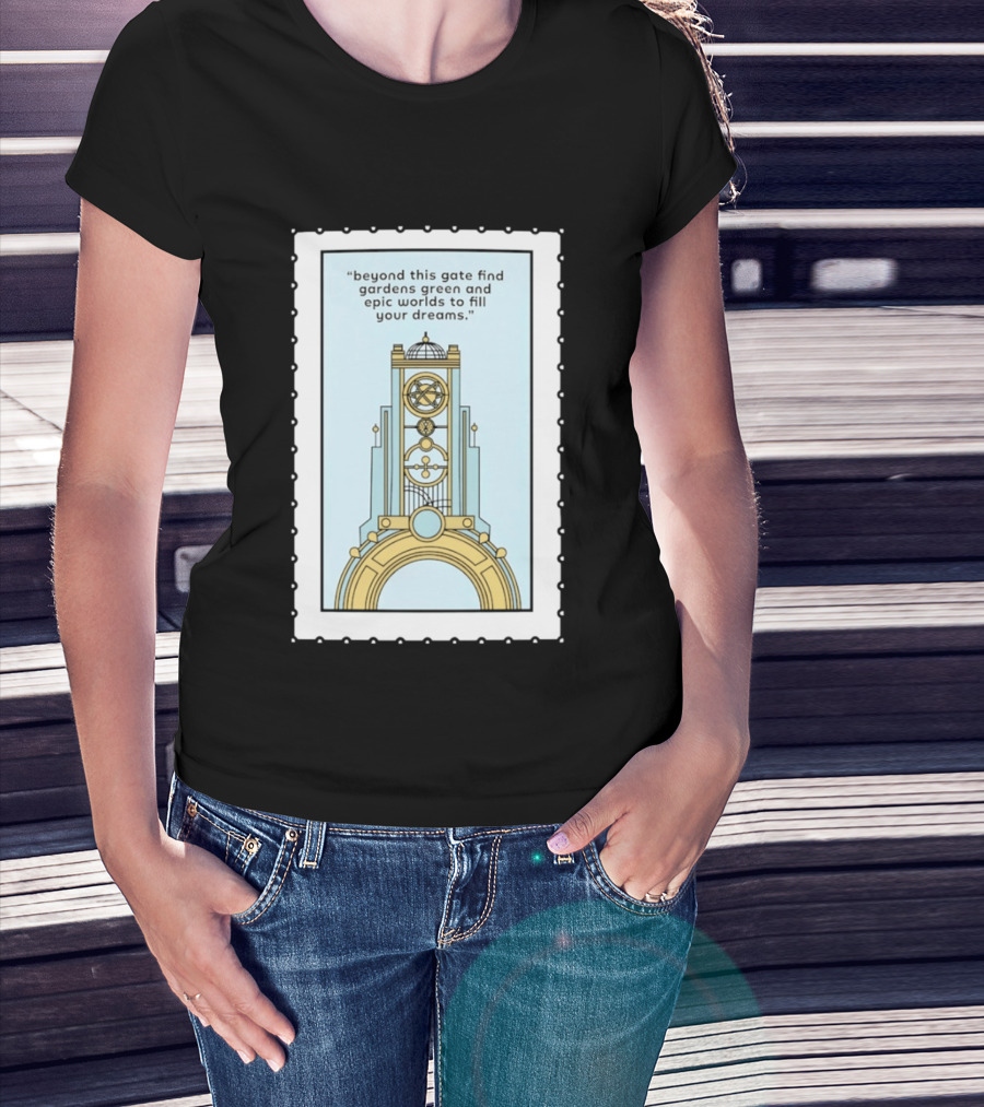 Epic Worlds Gate Tower Dreams Imagination Steampunk Deco Fantasy T-Shirt