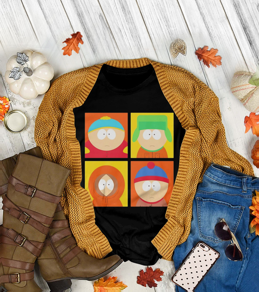 South Park Characters Cartman Kyle Kenny Stan Pop Blocks T-Shirt