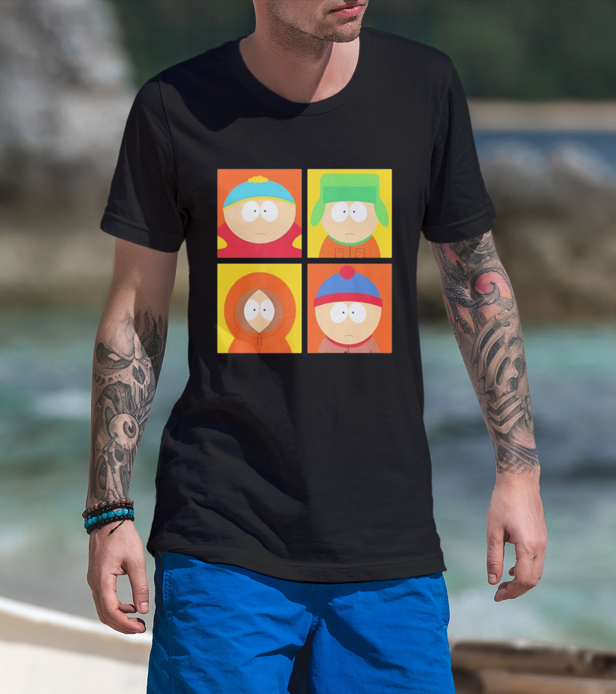 South Park Characters Cartman Kyle Kenny Stan Pop Blocks T-Shirt