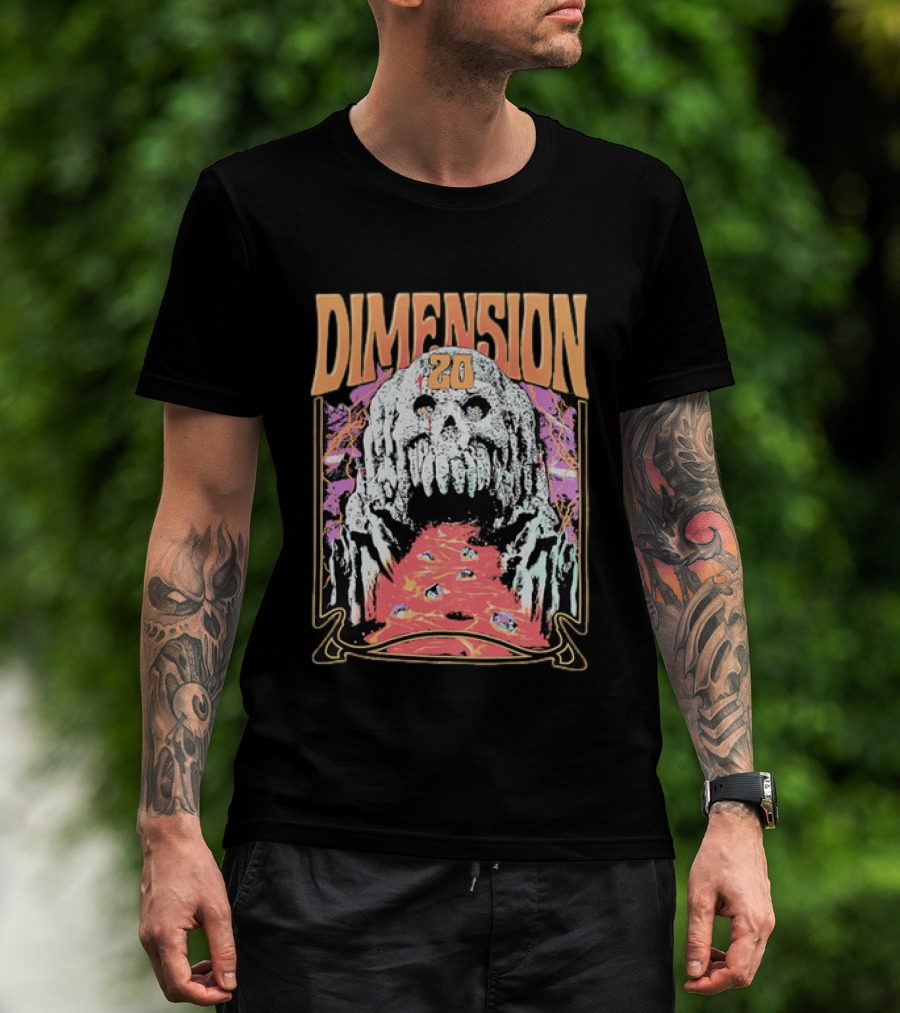 Dimension 20 Skull Lava Dice T-Shirt