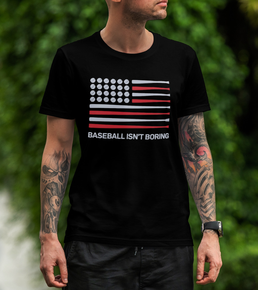 USA Flag Baseball Isn't Boring Bat T-Shirt