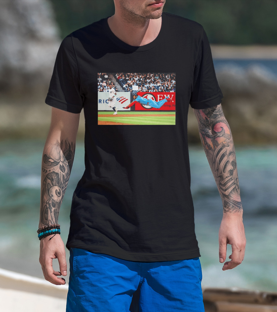 Vladimir Guerrero Jr Toronto Blue Jays Dive Action Baseball T-Shirt