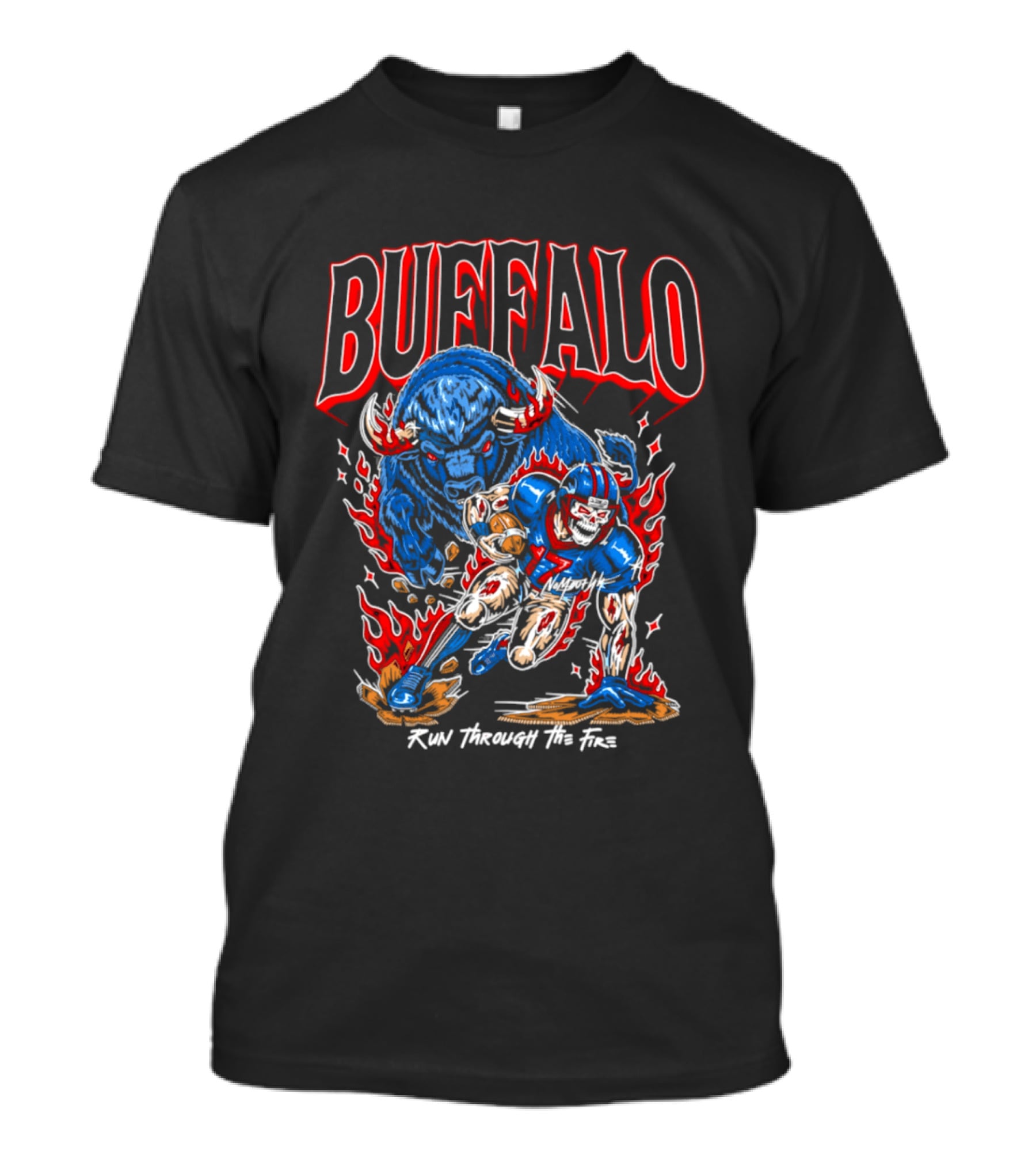 Buffalo Run Through The Fire Football T-Shirt