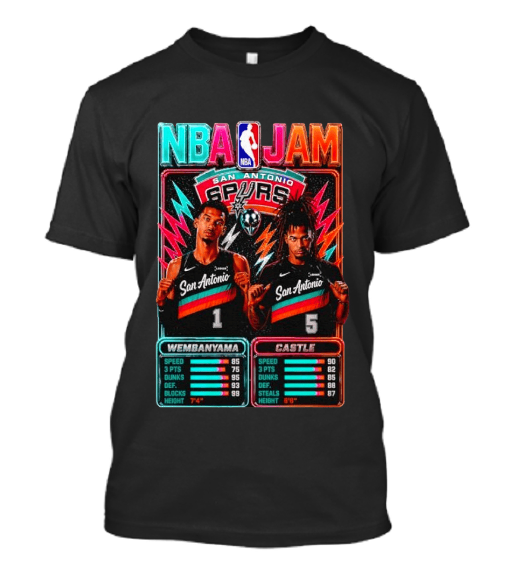 NBA Jam Wembanyama Castle San Antonio Spurs T-Shirt