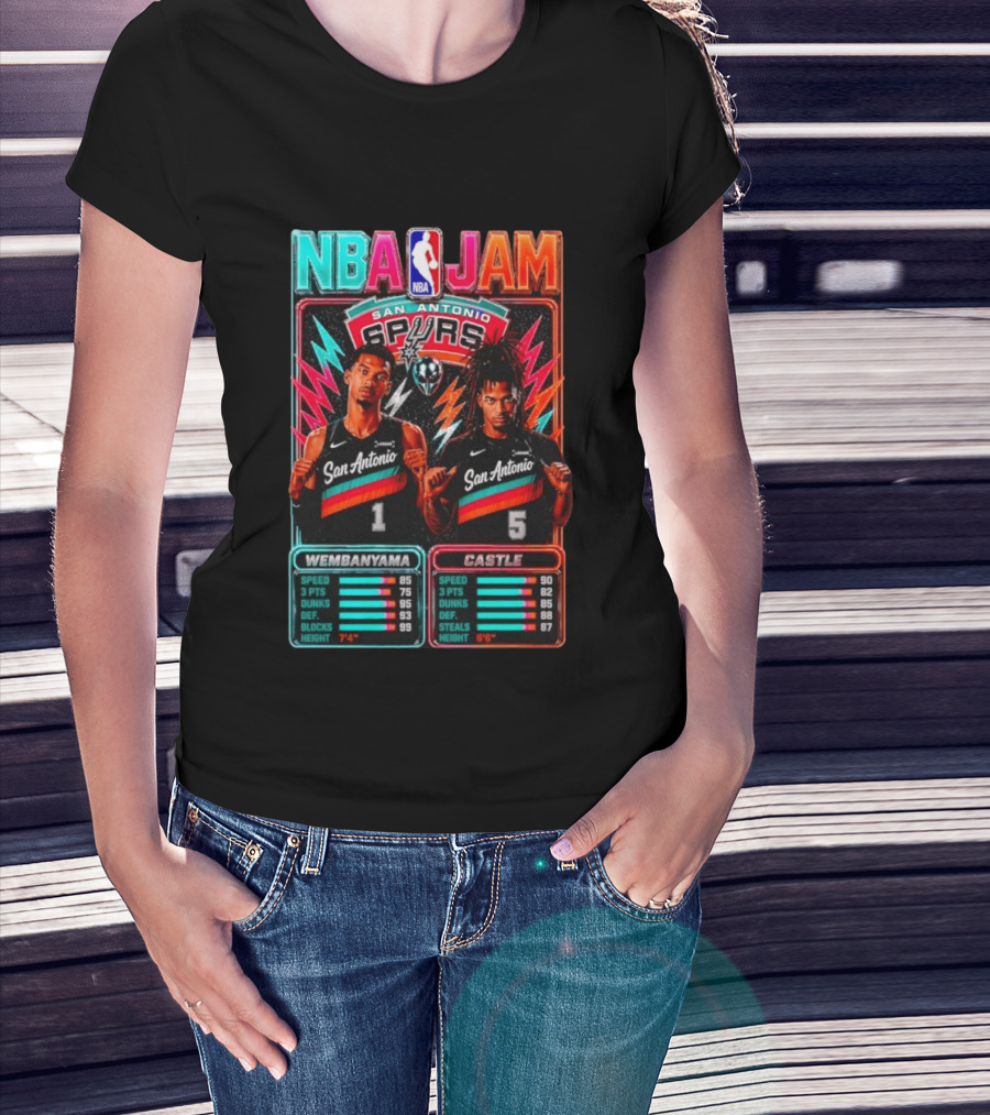 NBA Jam Wembanyama Castle San Antonio Spurs T-Shirt