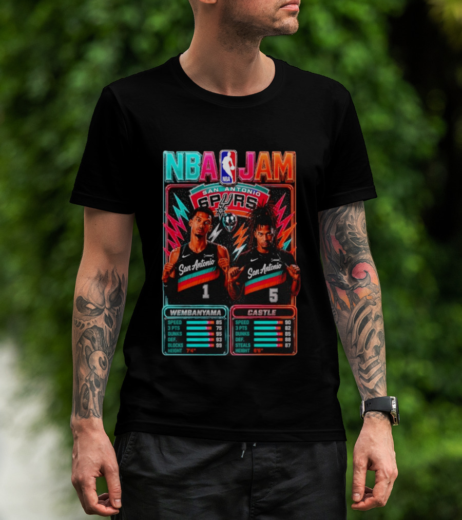 NBA Jam Wembanyama Castle San Antonio Spurs T-Shirt