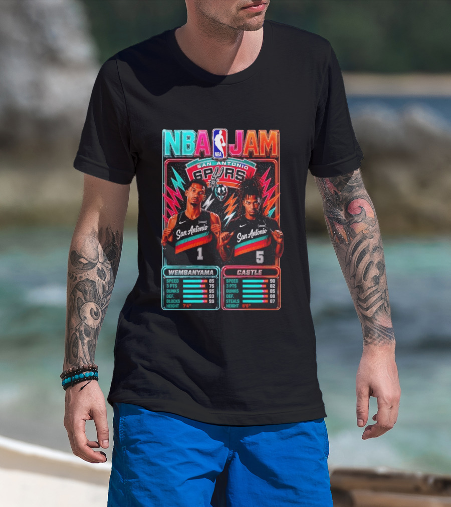 NBA Jam Wembanyama Castle San Antonio Spurs T-Shirt