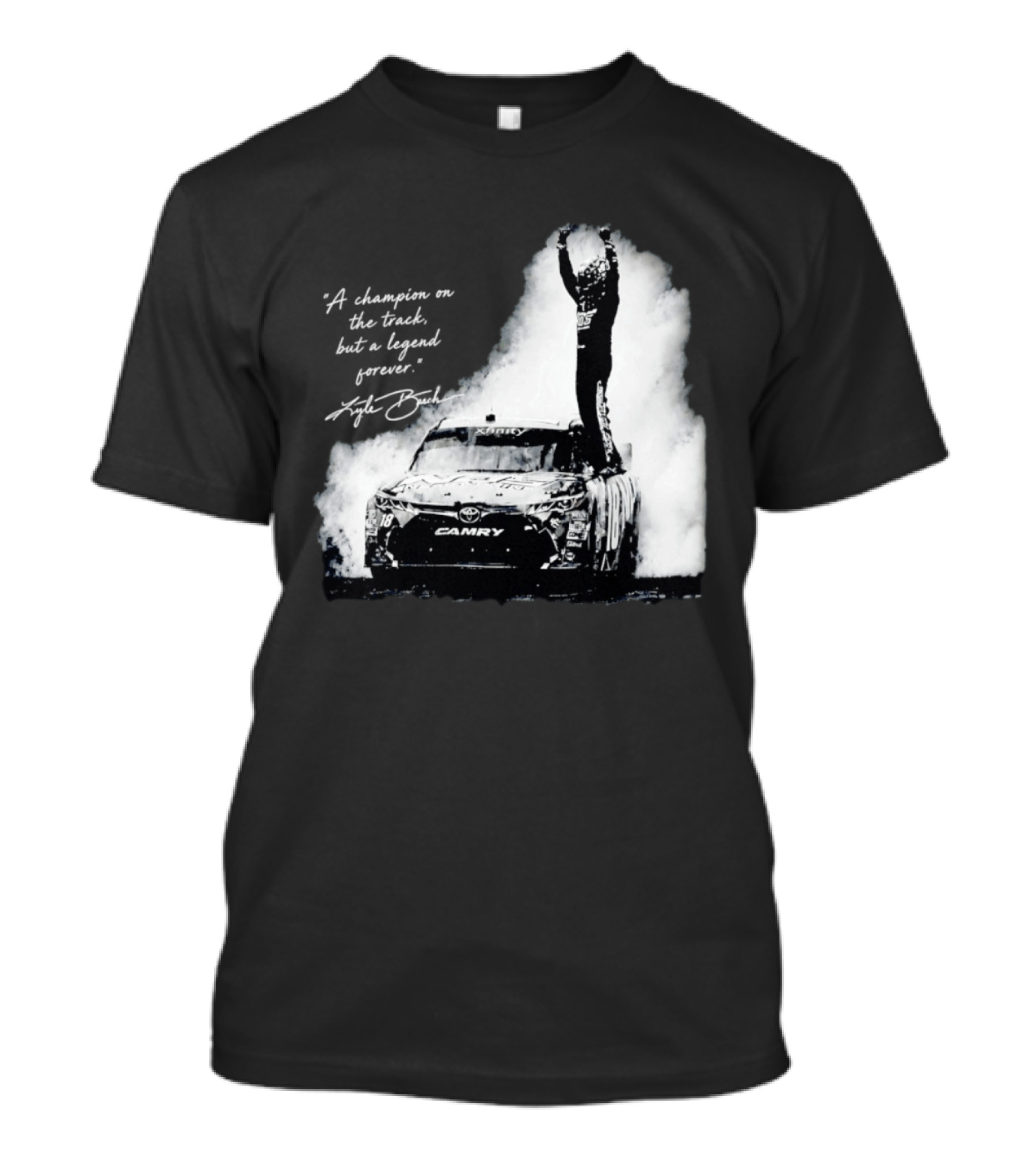 Kyle Busch Celebrating On Toyota Camry 18 NASCAR Cup Series Victory T-Shirt