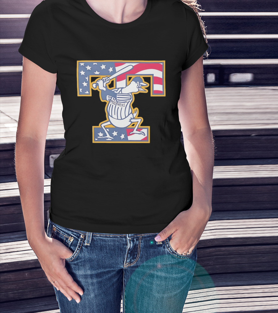 Toledo Mud Hens Muddy Stars And Stripes American Baseball T-Shirt