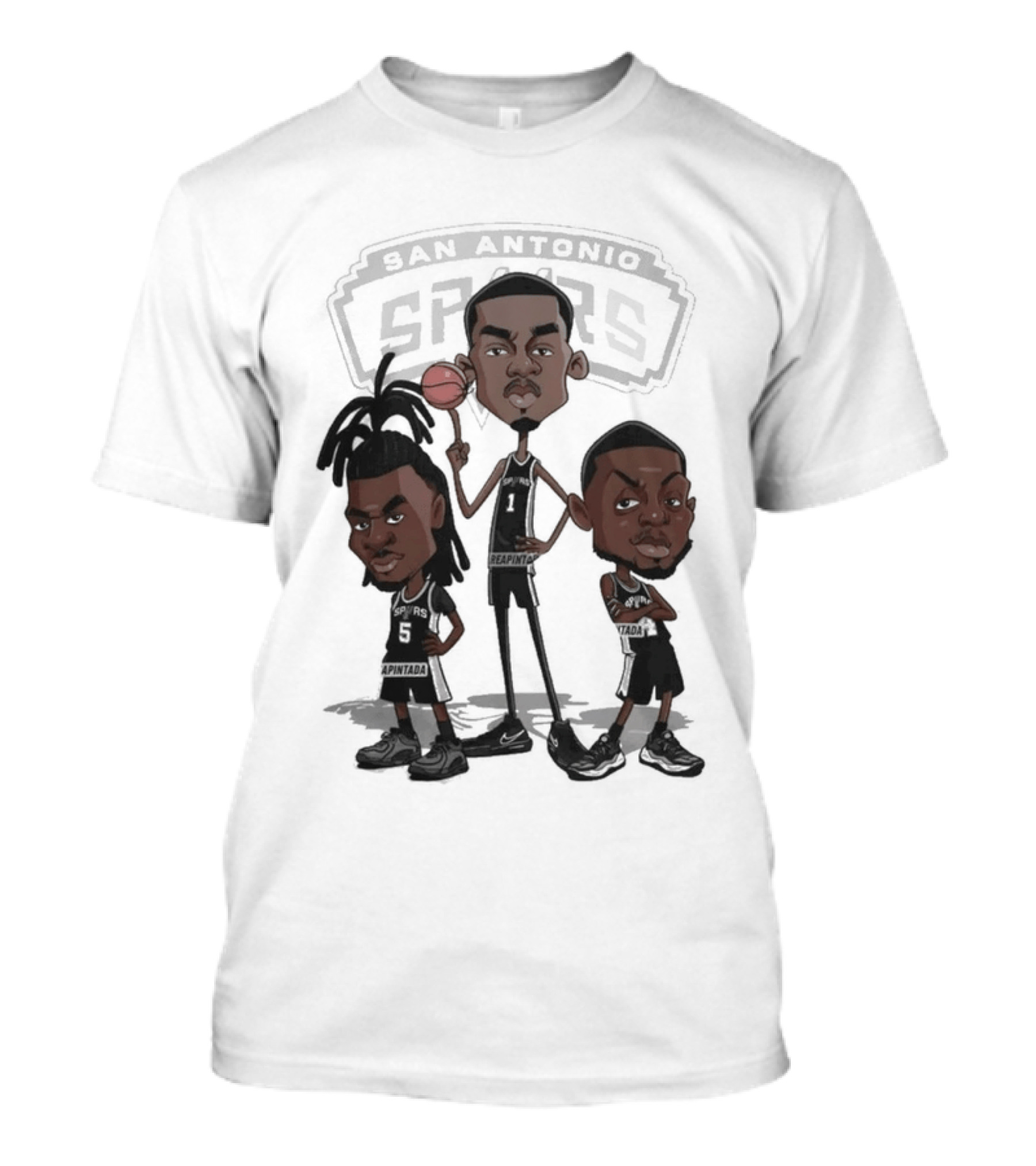 Victor Wembanyama Stephon Castle De'Aaron Fox San Antonio Spurs NBA Caricature T-Shirt