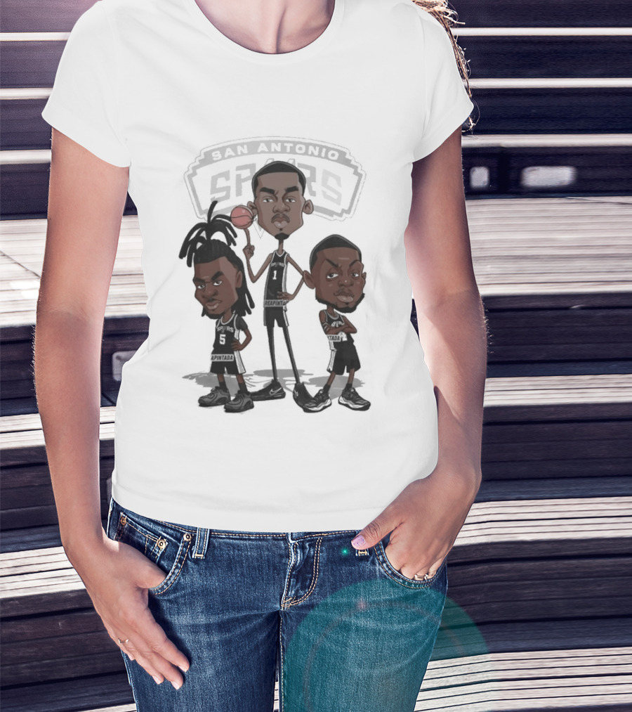 Victor Wembanyama Stephon Castle De'Aaron Fox San Antonio Spurs NBA Caricature T-Shirt