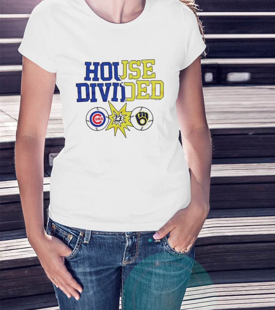 Chicago Cubs Vs Milwaukee Brewers Rivalry House Divided Fan Gear T-Shirt
