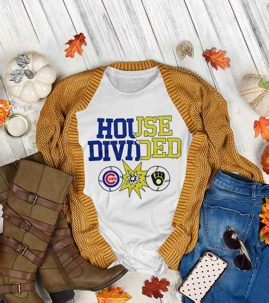Chicago Cubs Vs Milwaukee Brewers Rivalry House Divided Fan Gear T-Shirt