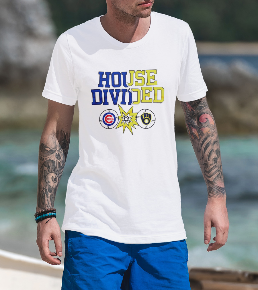 Chicago Cubs Vs Milwaukee Brewers Rivalry House Divided Fan Gear T-Shirt