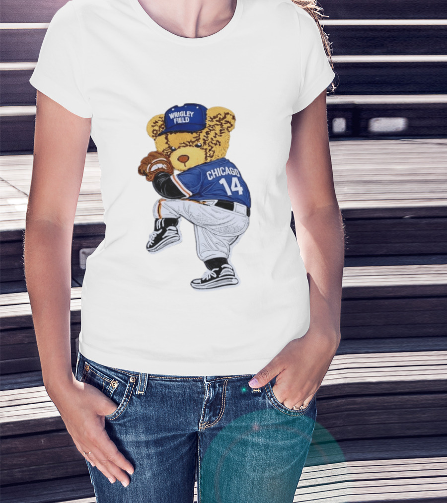 Wrigley Field Chicago Bear 14 Baseball Pitcher T-Shirt