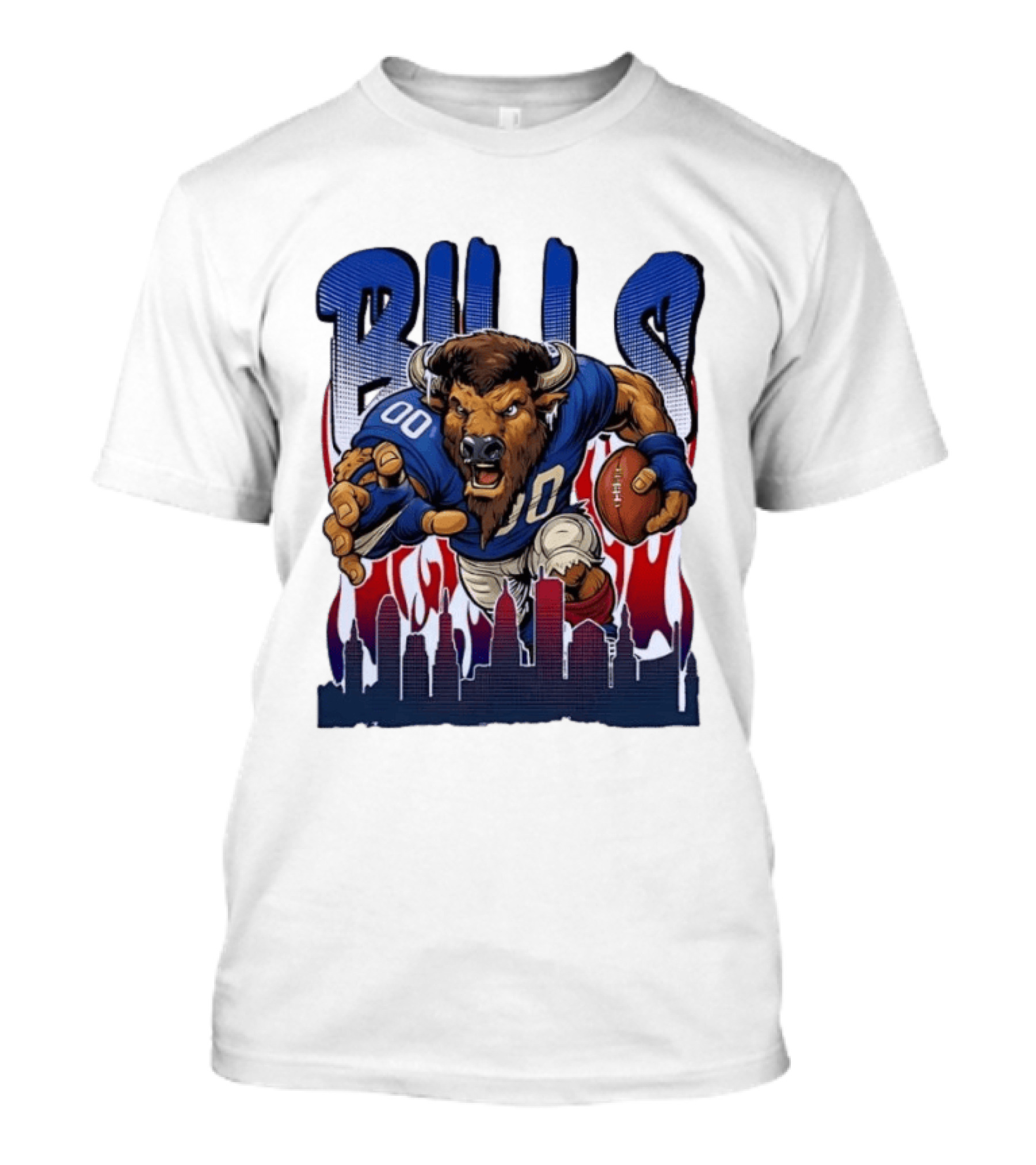 Buffalo Bills Football Running Buff City Skyline T-Shirt