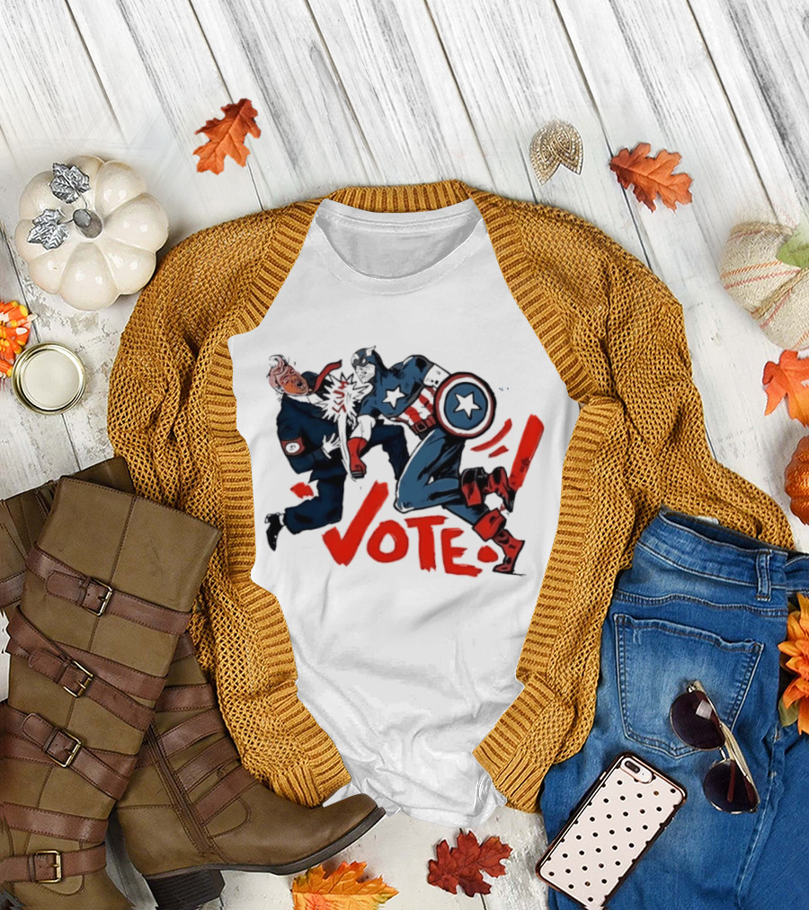 Captain America Punch Donald Trump Vote Comic T-Shirt