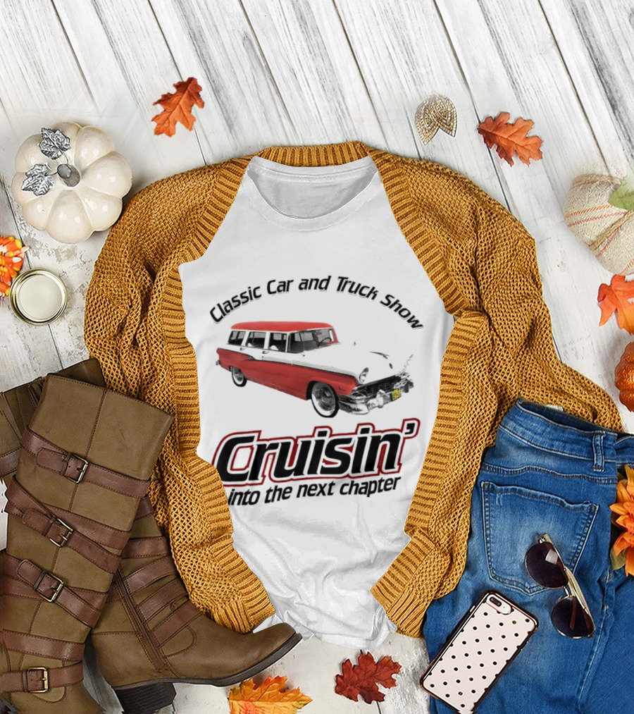 Classic Car and Truck Show Cruisin' Into the Next Chapter Vintage Red Station Wagon T-Shirt
