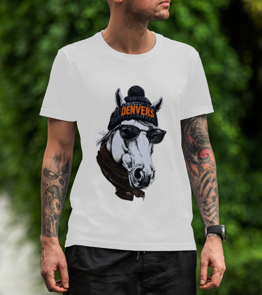 Denvers Horse With Hat Sunglasses And Scarf T-Shirt