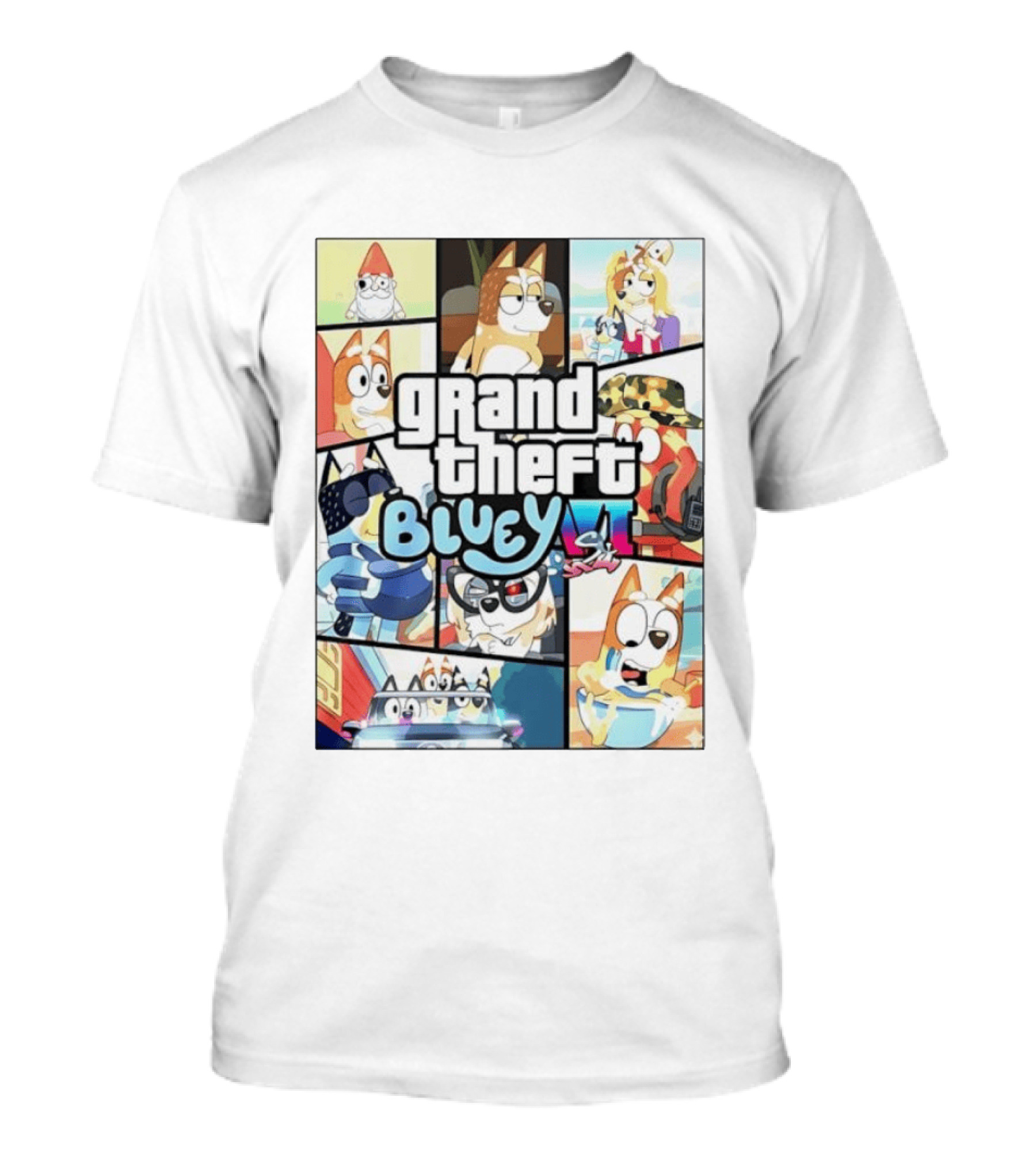 Grand Theft Bluey Funny Cartoon T-Shirt