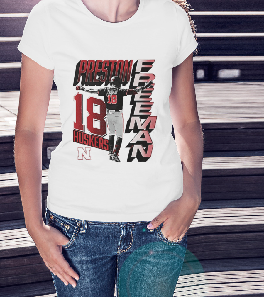 Preston Freeman 18 Huskers Nebraska Football Player T-Shirt