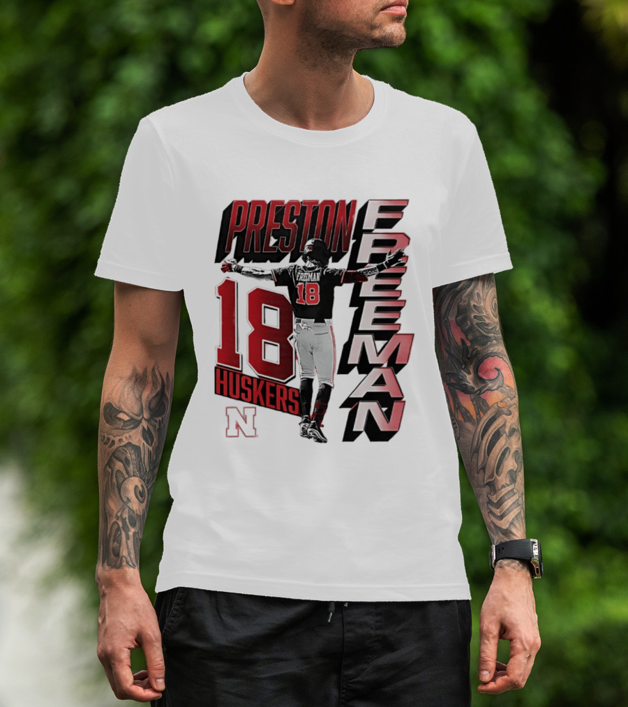 Preston Freeman 18 Huskers Nebraska Football Player T-Shirt