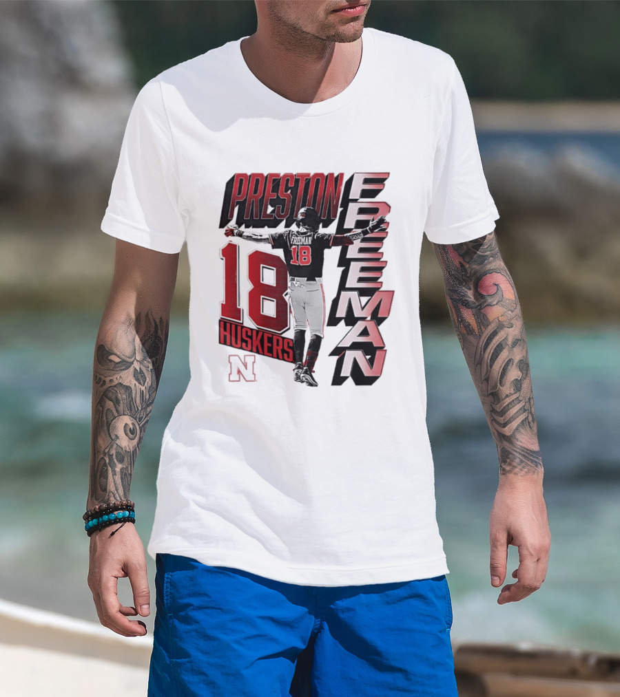 Preston Freeman 18 Huskers Nebraska Football Player T-Shirt